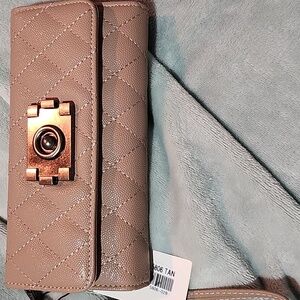 605. 3 for $45 - NWT Quilted Tan Wallet with Wrist Strap
